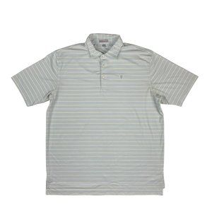 Peter Millar Summer Comfort Gray Striped Longhorn S/S Golf Polo Shirt Men's XL